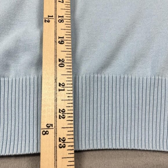 Zara Sweater Mens Medium Blue Full Zip Mock Neck Knit Cotton Lightweight Casual - Picture 7 of 7